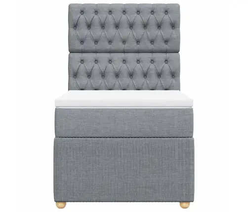 Atsperu Gultas Rāmis Ar Matraci, Gaiši Pelēka Audums, 100X200Cm Vidaxl