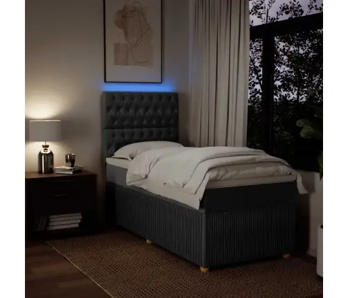 Atsperu Gultas Rāmis Ar Matraci, Tumši Pelēka Audums, 100X200Cm Vidaxl