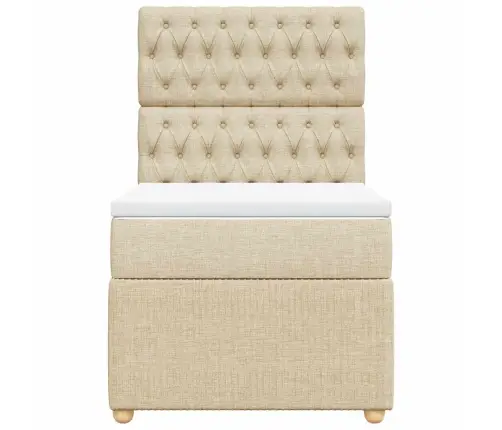 Atsperu Gultas Rāmis Ar Matraci, Krēmkrāsas, 100X200 Cm, Audums Vidaxl