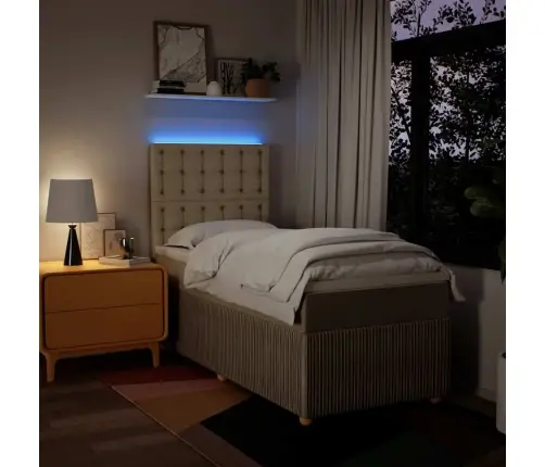 Atsperu Gultas Rāmis Ar Matraci, Krēmkrāsas, 100X200 Cm, Audums Vidaxl