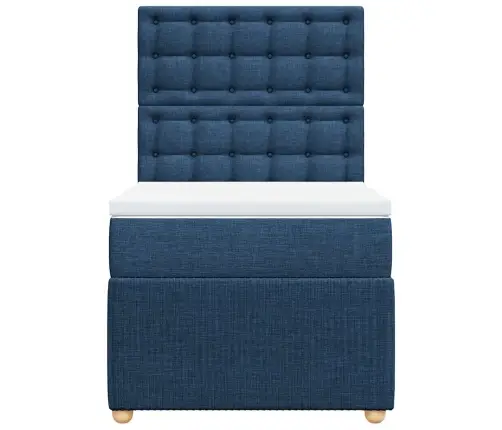 Atsperu Gultas Rāmis Ar Matraci, Zils, 100X200 Cm, Audums Vidaxl
