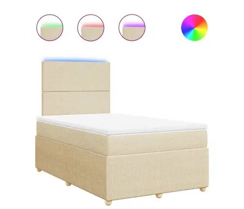 Lova Su Spyruoklėmis Ir Čiužiniu, Kreminė, 120X190cm Audinys