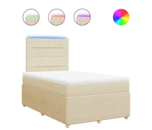 Atsperu Gulta Ar Matraci, Krēmkrāsas Audums, 120X190 Cm Vidaxl