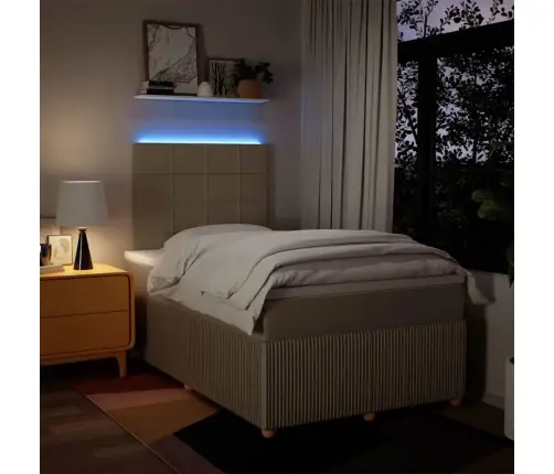 Atsperu Gulta Ar Matraci, Krēmkrāsas Audums, 120X190 Cm Vidaxl