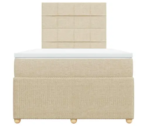 Atsperu Gulta Ar Matraci, Krēmkrāsas Audums, 120X190 Cm Vidaxl