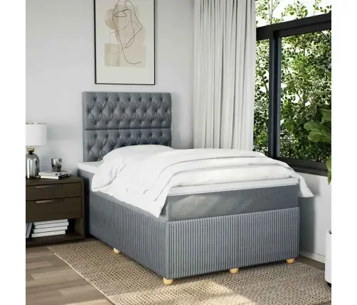 Atsperu Gulta Ar Matraci, Gaiši Pelēka Audums, 120X190 Cm Vidaxl