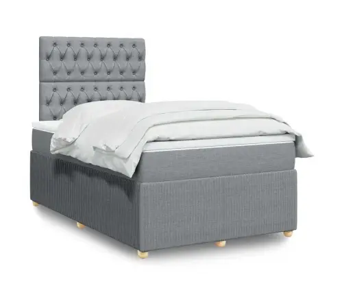 Atsperu Gulta Ar Matraci, Gaiši Pelēka Audums, 120X190 Cm Vidaxl