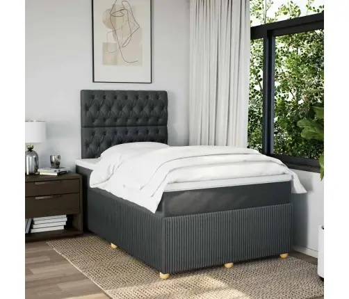 Atsperu Gulta Ar Matraci, Tumši Pelēka Audums, 120X190 Cm Vidaxl