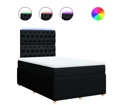 Lova Su Spyruoklėmis Ir Čiužiniu, Juoda, 120X190cm Audinys