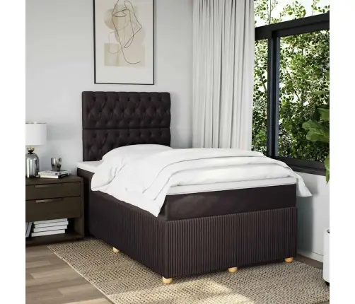 Lova Su Spyruoklėmis Ir Čiužiniu, Juoda, 120X190cm Audinys