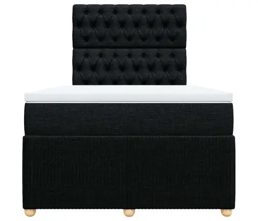 Lova Su Spyruoklėmis Ir Čiužiniu, Juoda, 120X190cm Audinys