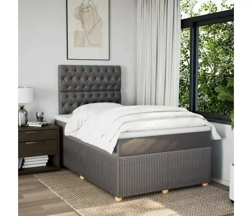 Atsperu Gulta Ar Matraci, Pelēkbrūns Audums, 120X190 Cm Vidaxl