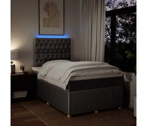 Atsperu Gulta Ar Matraci, Pelēkbrūns Audums, 120X190 Cm Vidaxl