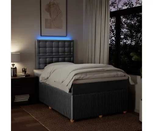 Lova Su Spyruoklėmis Ir Čiužiniu, Pilka, 120X190cm Audinys