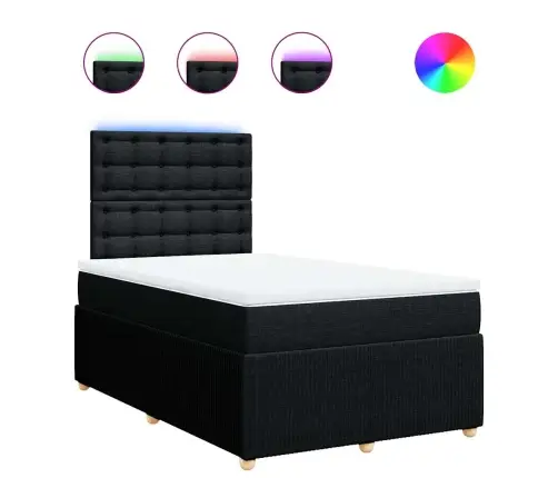 Atsperu Gulta Ar Matraci, Melns Audums, 120X190 Cm Vidaxl