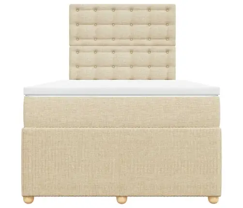 Atsperu Gulta Ar Matraci, Krēmkrāsas Audums, 120X190 Cm Vidaxl