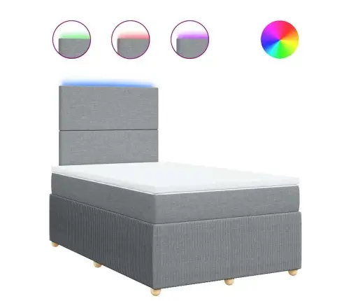 Atsperu Gulta Ar Matraci, Gaiši Pelēka Audums, 120X200Cm Vidaxl