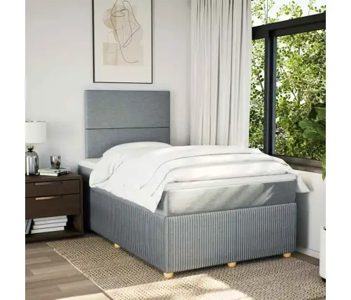 Atsperu Gulta Ar Matraci, Gaiši Pelēka Audums, 120X200Cm Vidaxl