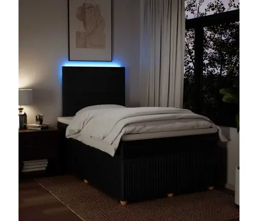 Atsperu Gultas Rāmis Ar Matraci, Melna Audums, 120X200 Cm Vidaxl