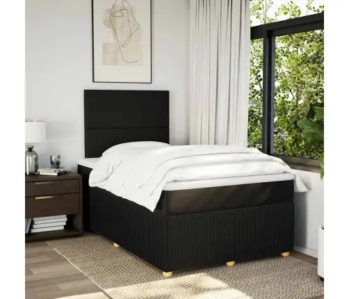 Atsperu Gultas Rāmis Ar Matraci, Melna Audums, 120X200 Cm Vidaxl