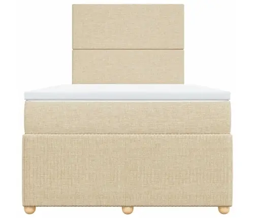 Atsperu Gultas Rāmis Ar Matraci, Krēmkrāsas, 120X200 Cm, Audums Vidaxl