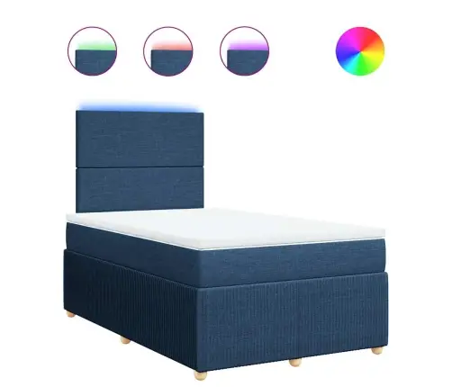 Atsperu Gultas Rāmis Ar Matraci, Zils, 120X200 Cm, Audums Vidaxl