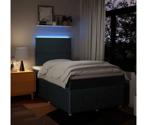 Atsperu Gultas Rāmis Ar Matraci, Zils, 120X200 Cm, Audums Vidaxl