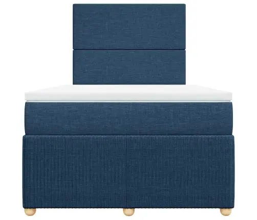 Atsperu Gultas Rāmis Ar Matraci, Zils, 120X200 Cm, Audums Vidaxl