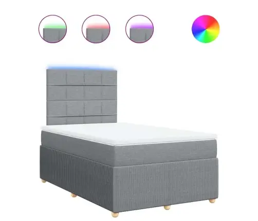 Atsperu Gulta Ar Matraci, Gaiši Pelēka Audums, 120X200Cm Vidaxl