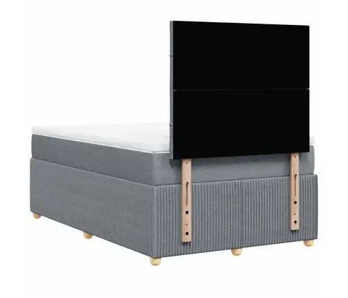 Atsperu Gulta Ar Matraci, Gaiši Pelēka Audums, 120X200Cm Vidaxl