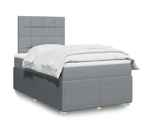 Atsperu Gulta Ar Matraci, Gaiši Pelēka Audums, 120X200Cm Vidaxl