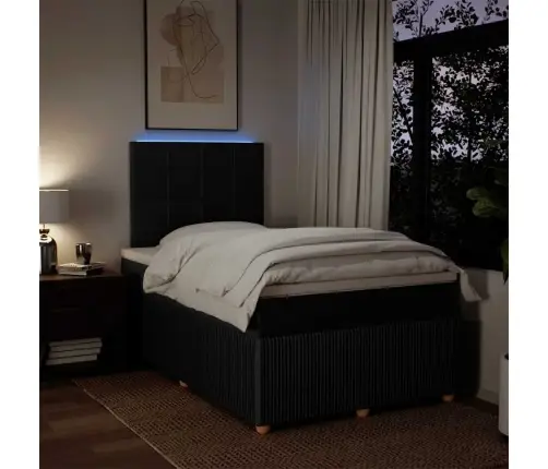 Atsperu Gultas Rāmis Ar Matraci, Melna Audums, 120X200 Cm Vidaxl