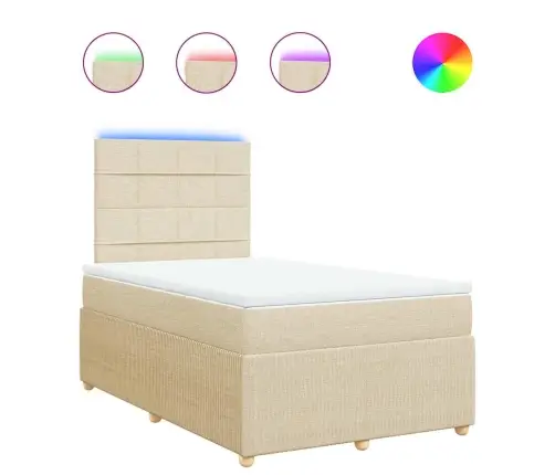 Lova Su Spyruoklėmis Ir Čiužiniu, Kreminė, 120X200 cm Audinys