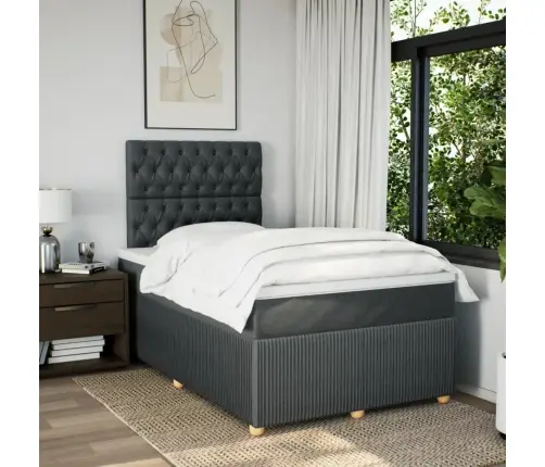 Lova Su Spyruoklėmis Ir Čiužiniu, Tamsiai Pilka, 120X200 Cm