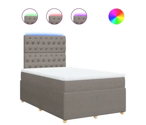 Atsperu Gultas Rāmis Ar Matraci, Pelēkbrūns, 120X200 Cm, Audums Vidaxl