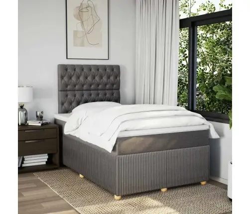 Atsperu Gultas Rāmis Ar Matraci, Pelēkbrūns, 120X200 Cm, Audums Vidaxl