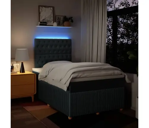 Lova Su Spyruoklėmis Ir Čiužiniu, Mėlyna, 120X200 cm Audinys