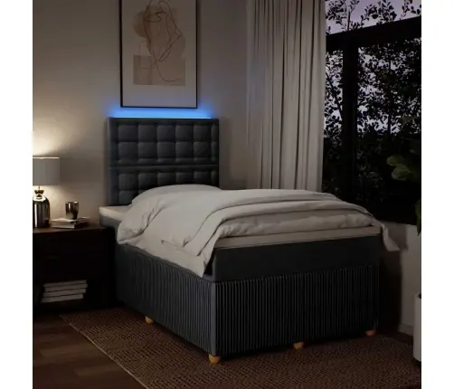 Atsperu Gulta Ar Matraci, Tumši Pelēka Audums, 120X200Cm Vidaxl