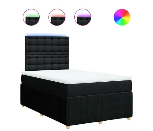 Atsperu Gultas Rāmis Ar Matraci, Melna Audums, 120X200 Cm Vidaxl