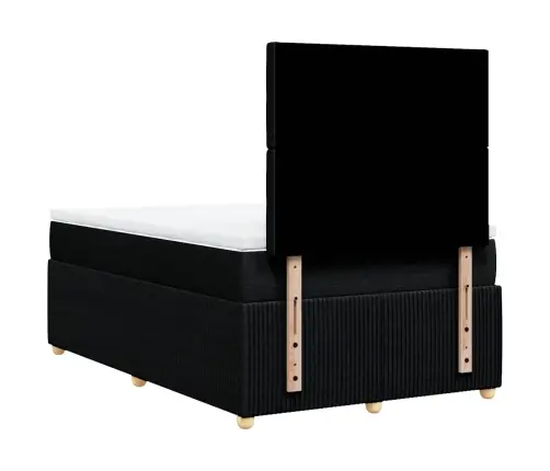 Atsperu Gultas Rāmis Ar Matraci, Melna Audums, 120X200 Cm Vidaxl