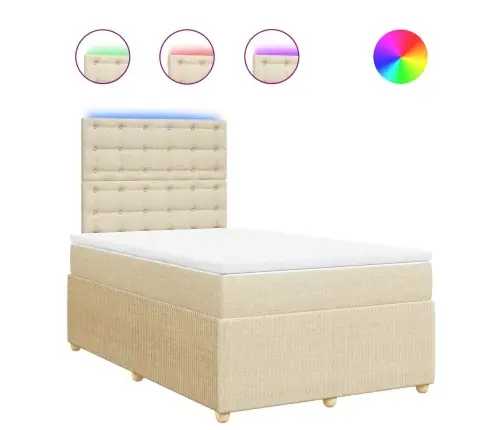 Lova Su Spyruoklėmis Ir Čiužiniu, Kreminė, 120X200 cm Audinys