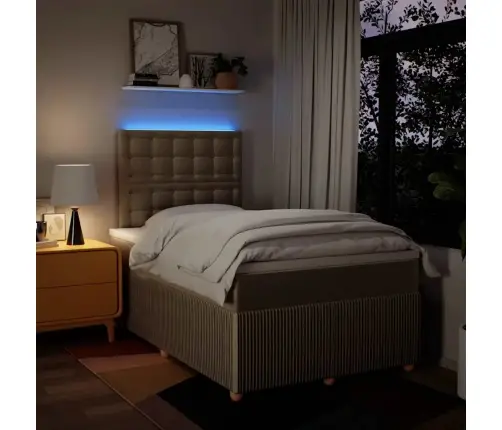 Lova Su Spyruoklėmis Ir Čiužiniu, Kreminė, 120X200 cm Audinys