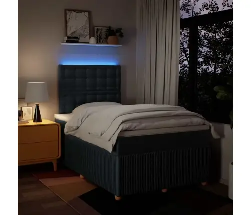 Lova Su Spyruoklėmis Ir Čiužiniu, Mėlyna, 120X200 cm Audinys