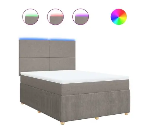 Lova Su Spyruoklėmis Ir Čiužiniu, Taupe, 140X190 cm Audinys