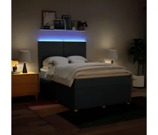 Lova Su Spyruoklėmis Ir Čiužiniu, Mėlyna, 140X190 cm Audinys