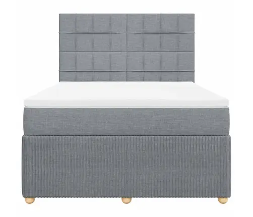 Lova Su Spyruoklėmis Ir Čiužiniu, Pilkas, 140X190cm Audinys