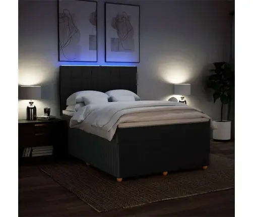 Lova Su Spyruoklėmis Ir Čiužiniu, Juodos, 140X190 cm Audinys