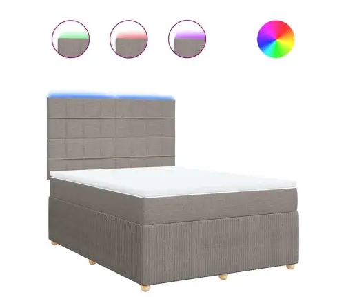 Atsperu Gulta Ar Matraci, Pelēkbrūns Audums, 140X190 Cm Vidaxl