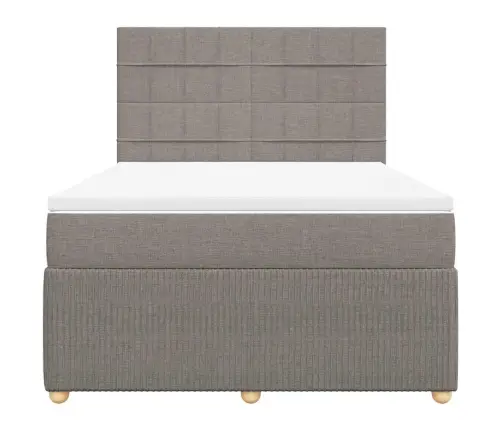 Atsperu Gulta Ar Matraci, Pelēkbrūns Audums, 140X190 Cm Vidaxl