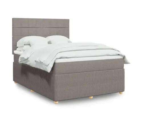 Atsperu Gulta Ar Matraci, Pelēkbrūns Audums, 140X190 Cm Vidaxl